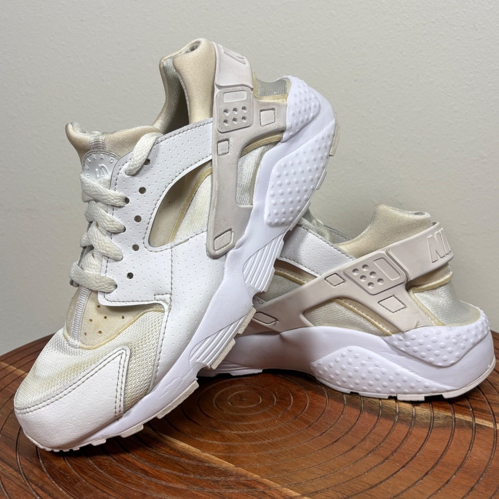Nike Air Huarache White Cream Sneakers Lightweight Neoprene 654275-110 Kids 6.5Y